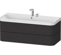 Ensemble Meuble Salle De Bain Duravit Happy D.2 Plus Lavabo 2 trous, meuble c-shaped 2 tiroirs 1175mm Graphite Super Mat HP4349E80800000