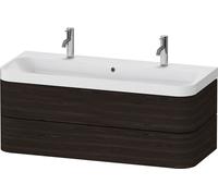 Ensemble Meuble Salle De Bain Duravit Happy D.2 Plus Lavabo double, meuble c-shaped 2 tiroirs 1175mm Noyer brossé HP4379O69690000
