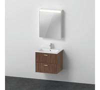 Ensemble Meuble Salle De Bain Duravit XBase Lavabo avec meuble sous-lavabo et armoire de toilette, Version Droite 630mm Chêne Naturel