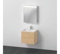 Ensemble Meuble Salle De Bain Duravit XBase Lavabo avec meuble sous-lavabo et armoire de toilette, Version Droite 630mm Noyer foncé
