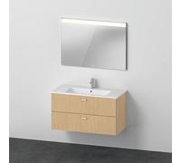 Ensemble Meuble Salle De Bain Duravit XBase Lavabo avec meuble sous-lavabo et miroir 1030mm Noyer foncé