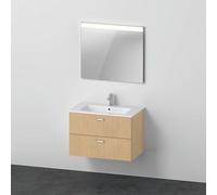 Ensemble Meuble Salle De Bain Duravit XBase Lavabo avec meuble sous-lavabo et miroir 830mm Noyer foncé
