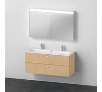 Ensemble Meuble Salle De Bain Duravit XBase Lavabo double avec meuble sous-lavabo et armoire de toilette 1230mm Noyer foncé