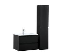 Ensemble meuble simple vasque 60cm avec vaque et colonne SORRENTO - Noir