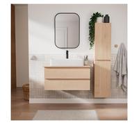 Ensemble meuble simple vasque 80 cm + vasque SADDY + robinet ROB + miroir LYA + colonne SORRENTO