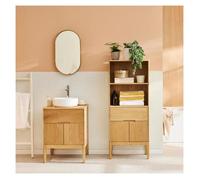 Ensemble meuble simple vasque ALASKA 60cm + vasque + robinet + miroir + colonne