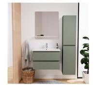 Ensemble meuble simple vasque SORRENTO 60 cm + robinet + miroir + Colonne