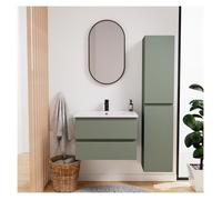 Ensemble meuble simple vasque SORRENTO 60 cm + robinet + miroir + Colonne