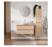 Ensemble meuble simple vasque SORRENTO 80 cm + vasque + robinet + miroir + colonne