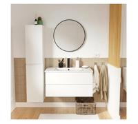 Ensemble meuble simple vasque SORRENTO 80cm avec plan céramique, robinet, miroir et colonne