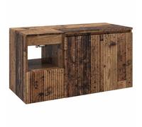 Ensemble Meuble Sous Vasque Mural et Cabinet en Bois d'Ingénierie, 2 | Sans trous prépercés, deux forets inclus, montage facile, rangement spacieux, look minimaliste, bois composite durable