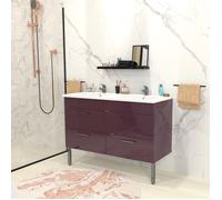 Ensemble meuble sous-vasque + vasque résine MILANO / Aubergine