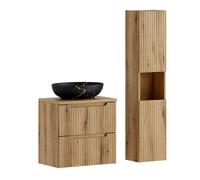 Ensemble meuble suspendu avec vasque Mona 60 cm et colonne 30 x 140 cm NOVA chêne Coast Evoke