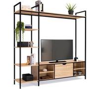 IDMarket Ensemble meuble TV DETROIT 170 cm avec étagères design industriel