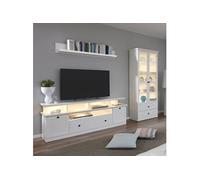 Ensemble meuble TV 177x41x65cm et vitrine 81x41x196cm blanc - EUNOIA