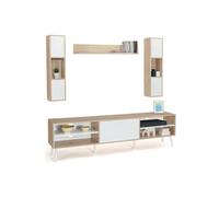 IDMARKET Ensemble meuble TV 180 cm et étagères HOUSTON bois et blanc