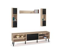 IDMarket – Ensemble meuble TV et étagères Houston 180 cm bois et noir – Noir