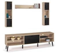 Ensemble meuble TV 180 cm et étagères HOUSTON bois et noir Bois G