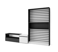 Ensemble Meuble TV, 260x35x186cm, Pour les TV jusqu'à 65", Salon Complet, Blanc et noir