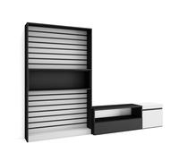 Ensemble Meuble TV, 260x35x186cm, Pour les TV jusqu'à 65", Salon Complet, Blanc et noir