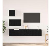 Ensemble Meuble TV 3 Pièces Mural Moderne en Chêne Noir, Meuble Salle à Manger Rangement Étagères pour Salon Appartement Petit Espace, Bois d'Ingénierie Durable avec Portes
