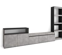 Ensemble Meuble TV, 310x35x186cm, Pour les TV jusqu'à 65", Salon Complet, Ciment