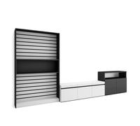 Ensemble Meuble TV, 360x35x186cm, Pour les TV jusqu'à 65", Salon Complet, Blanc et noir