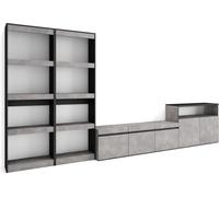 Ensemble Meuble TV, 370x35x186cm, Pour les TV jusqu'à 65", Salon Complet, Ciment
