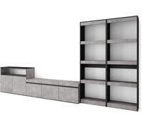Ensemble Meuble TV, 370x35x186cm, Pour les TV jusqu'à 65", Salon Complet, Ciment