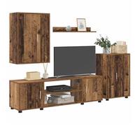 Ensemble meuble TV 4 pcs - JILIMAISON - Meuble Télé Bas - CABINET/BANC TV - Bois Ancien - Bois d'ingénierie 800440511