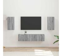 Ensemble Meuble TV 4 Pièces Gris Sonoma en Bois d'Ingénierie, Meuble de Rangement Télé Multifonction avec Portes Coulissantes pour Salon Moderne et Home Cinéma, Design Chic et Espacieux