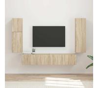Ensemble Meuble TV 4 Pièces Mural Moderne Salon, Armoire Rangement Chêne Sonoma en Bois d'Ingénierie Durable, Étagères Bibliothèque pour Home Cinéma et Séjour Contemporain