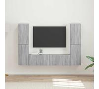 Ensemble Meuble TV 6 pièces Moderne avec Rangement, Design Gris Sonoma en Bois d'ingénierie pour Salon, Support télé LED et USB, Meuble de Divertissement Mural pour Salle de séjour et Espace de Vie