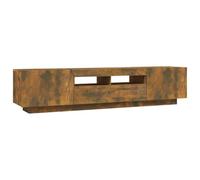 Ensemble Meuble TV chêne fumé en Bois d'ingénierie 2 pcs avec lumières LED RVB, Table Console pour Salon et Chambre, Meuble de Rangement spacieux, Centre de Divertissement Moderne