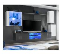 Ensemble Meuble Tv Contemporain - PARIS PRIX - Switch Xxiii - Blanc Gris - 250cm