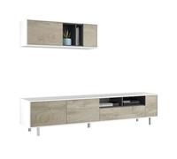 Ensemble meuble TV de 2 éléments coloris chêne à nœuds blanc artik - Hauteur 47 x Longueur 200 x Profondeur 40 cm