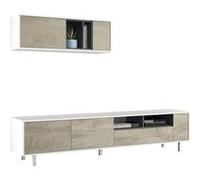 Ensemble meuble TV de 2 lments coloris chêne à nœuds blanc artik - Hauteur 47 x Longueur 200 x Profondeur 40 cm - PEGANE- Multicolore G