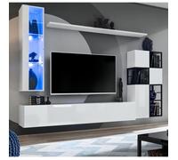 Ensemble Meuble TV Design ""Switch II"" 250cm Blanc & Noir