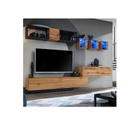 Ensemble Meuble TV Design "Switch III" 280cm Naturel & Noir