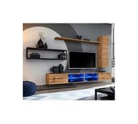Ensemble Meuble TV Design "Switch IV" 300cm Naturel & Noir