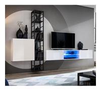 Ensemble Meuble TV Design "Switch VI" 270cm Blanc & Noir