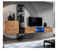 Ensemble Meuble TV Design "Switch VI" 270cm Naturel & Noir