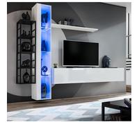 Ensemble Meuble TV Design ""Switch VII"" 240cm Blanc & Noir