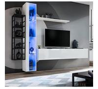 Ensemble Meuble TV Design "Switch VII" 240cm Blanc & Noir