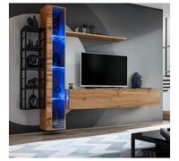Ensemble Meuble TV Design "Switch VII" 240cm Naturel & Noir