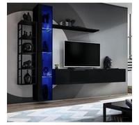 Ensemble Meuble TV Design "Switch VII" 240cm Noir Noir G