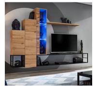 Ensemble Meuble TV Design "Switch VIII" 240cm Naturel & Noir