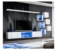 Ensemble Meuble TV Design "Switch XXI" 260cm Blanc