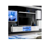 ASM Meubles salon en bois : 2 armoires, 1 vitrine haute, 1 meuble TV et 1 étagère - WW SW 23