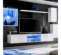 Ensemble Meuble TV Design "Switch XXIII" 250cm Blanc